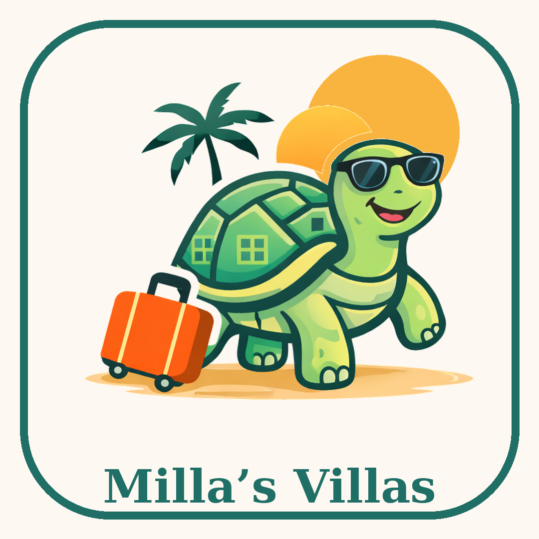 Milla’s Villas — vacation turtle with a suitcase
